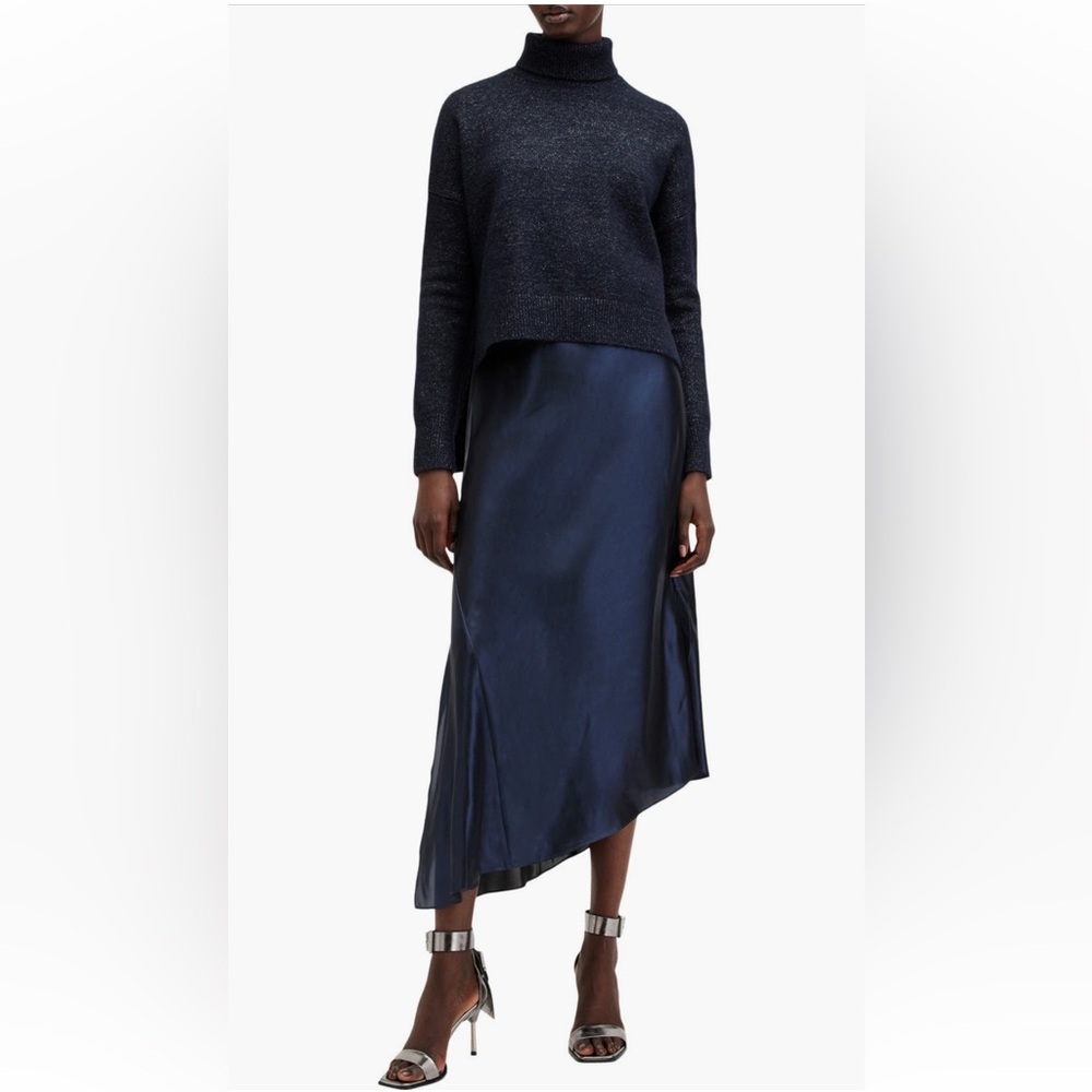 All Saints Asymmetric Satin Slip Dress and Sparkle Sweater Set - NWT - XS
